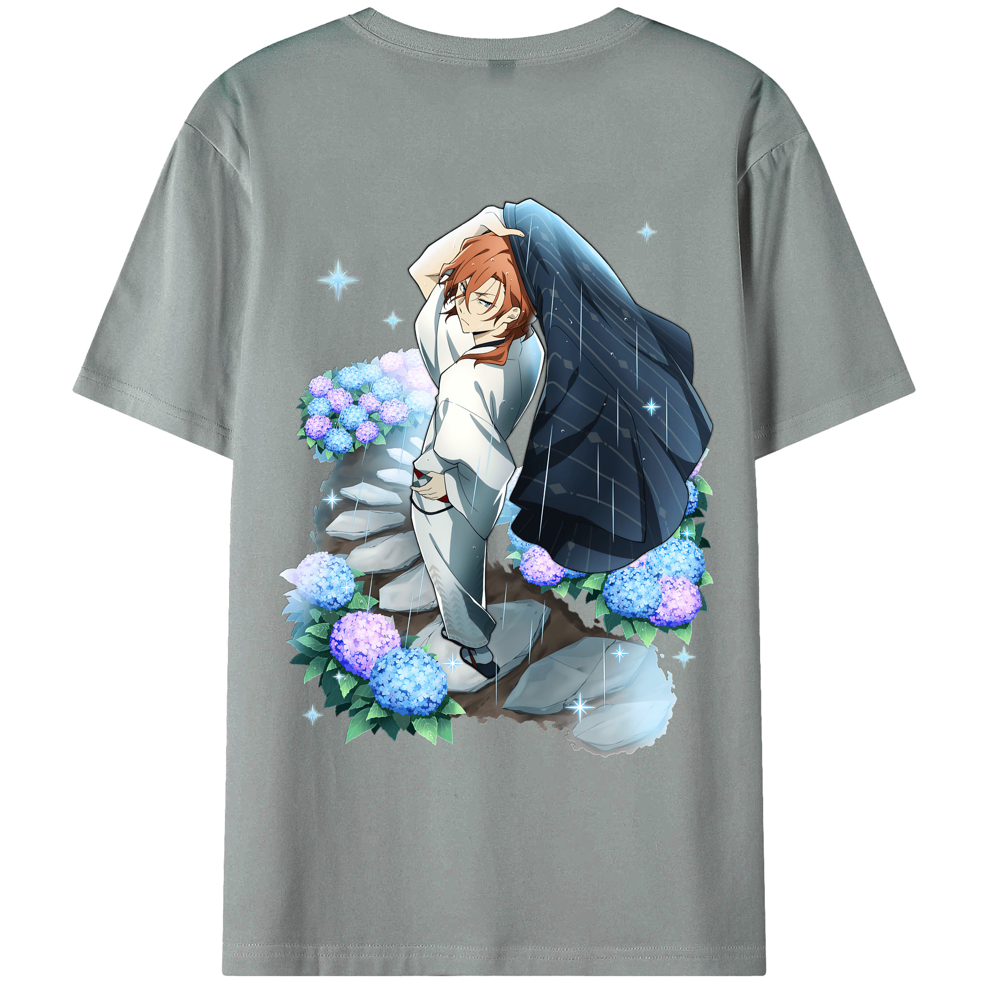 （画像用） 文豪ストレイドッグス Bungo Stray Dogs 綿100％ メンズ半袖Tシャツ（バックプリント） 通気性